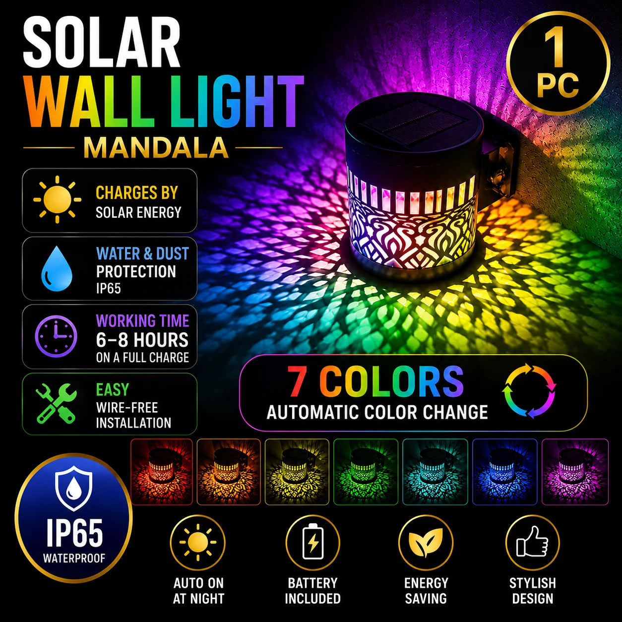 Solar Datura Wall Lantern – Decorative Outdoor Garden Light