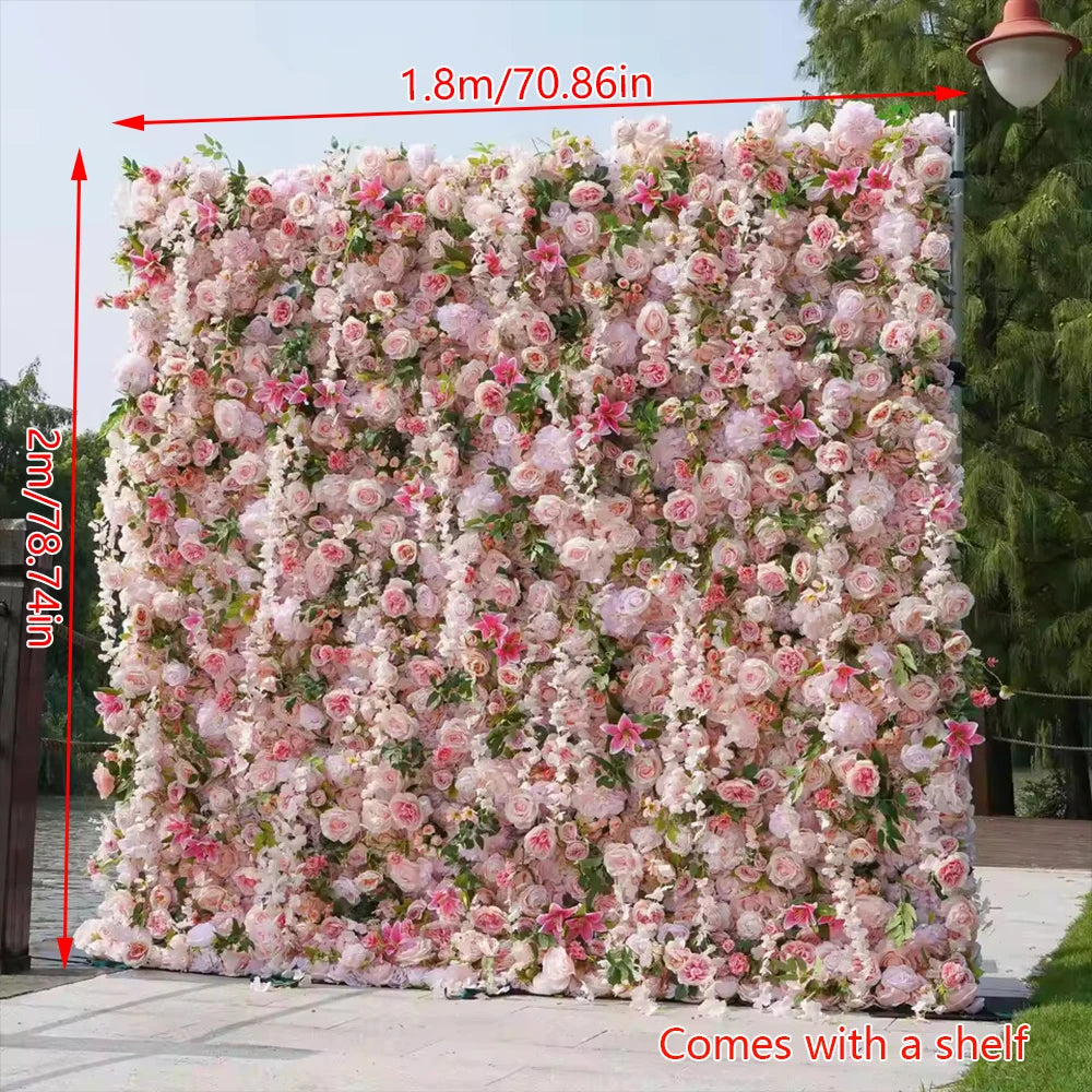 Roselyn Silk Rose Flower Wall Panel Backdrop for Wedding, Party, and Home Decor