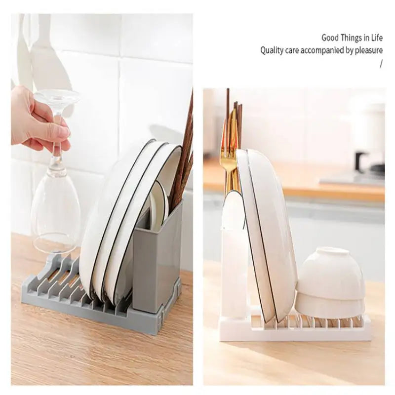 Compact Dish Drying Rack with Utensil Holder for Kitchen Counters