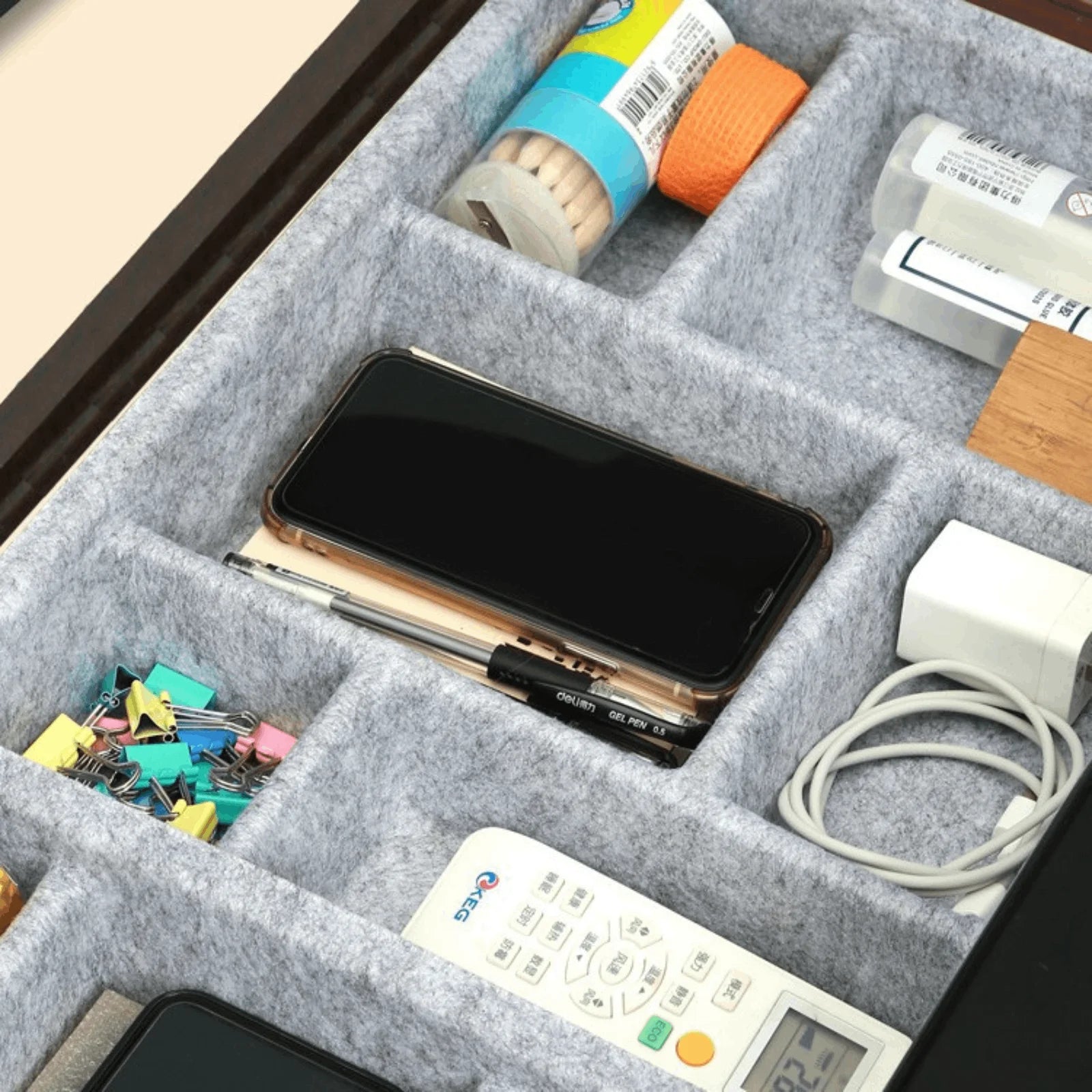 Felt Drawer Organizer Tray with 6 Compartments for Home or Office