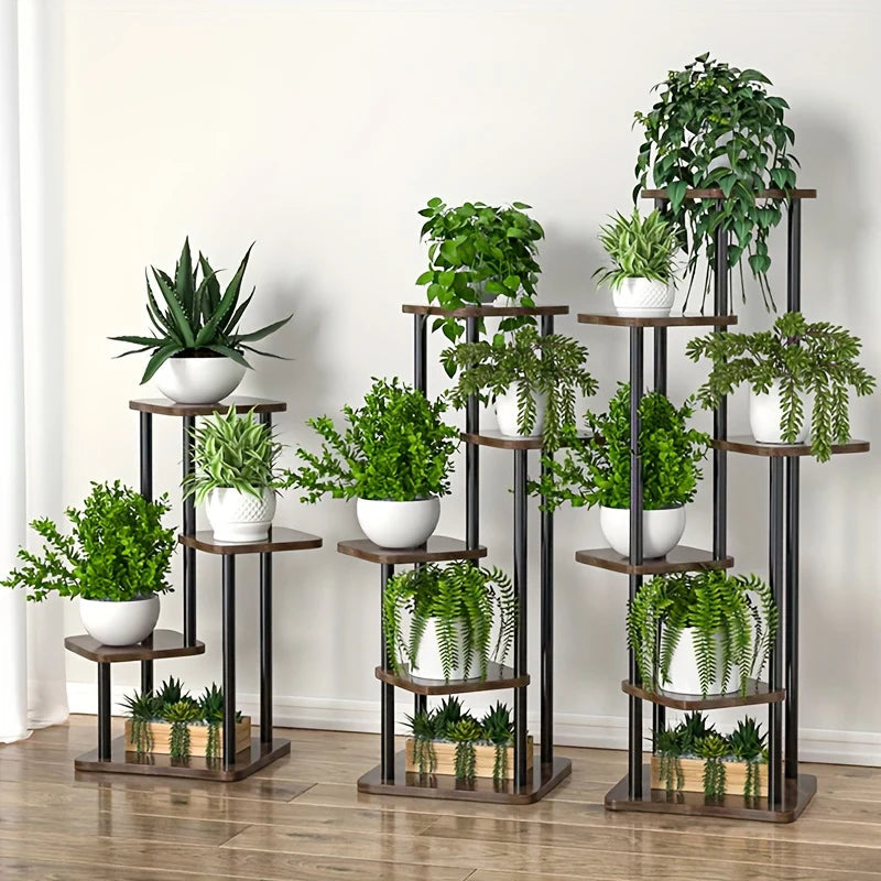 Multi-Tier Wooden Plant Stand for Indoor Plants, 4/5/6 Shelf Levels