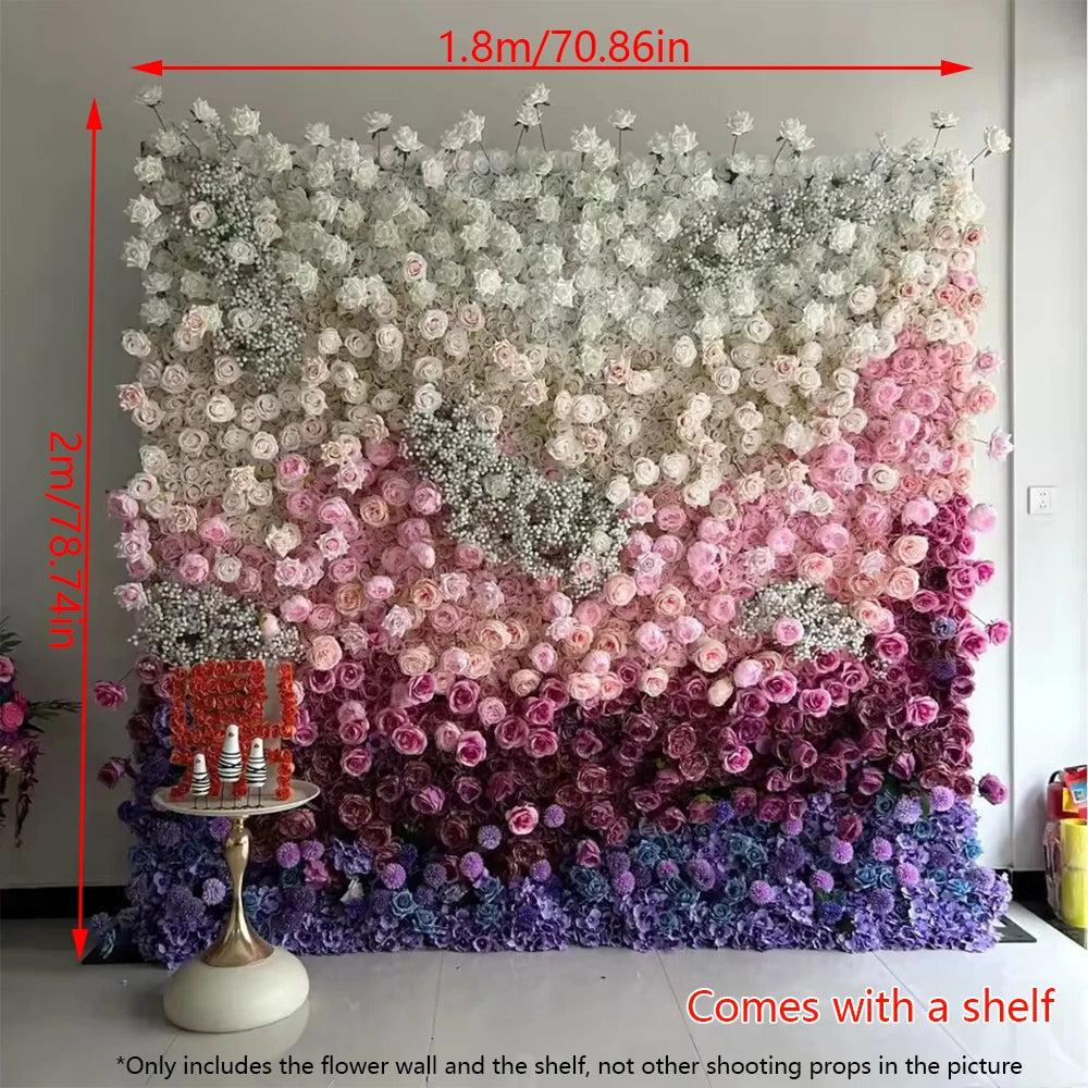 Roselyn Silk Rose Flower Wall Panel Backdrop for Wedding, Party, and Home Decor