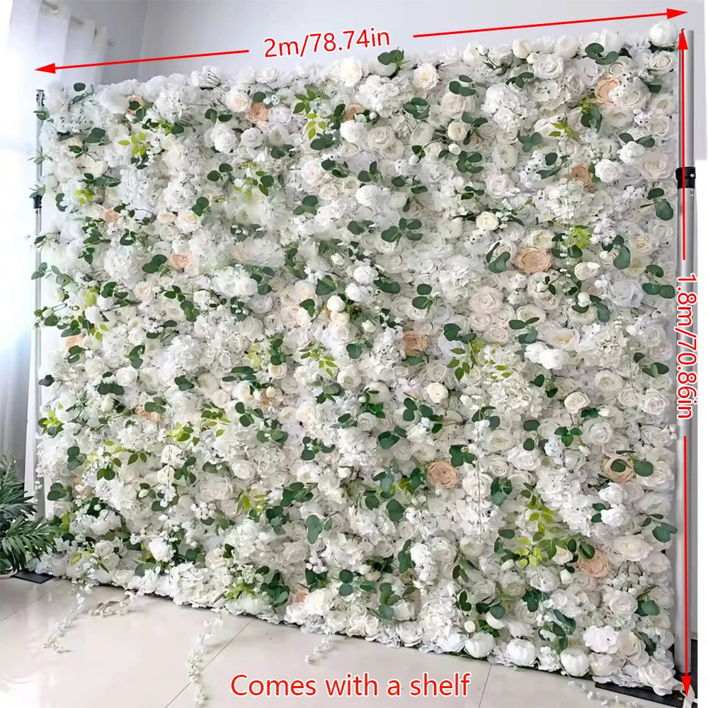Roselyn Silk Rose Flower Wall Panel Backdrop for Wedding, Party, and Home Decor