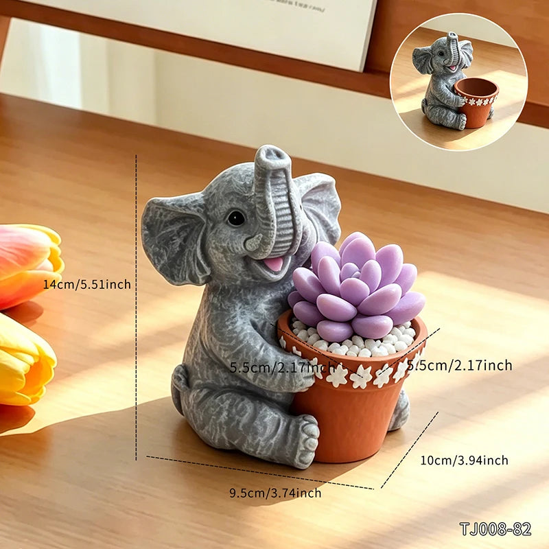 Ellery Elephant Succulent Planter – Resin Decorative Pot