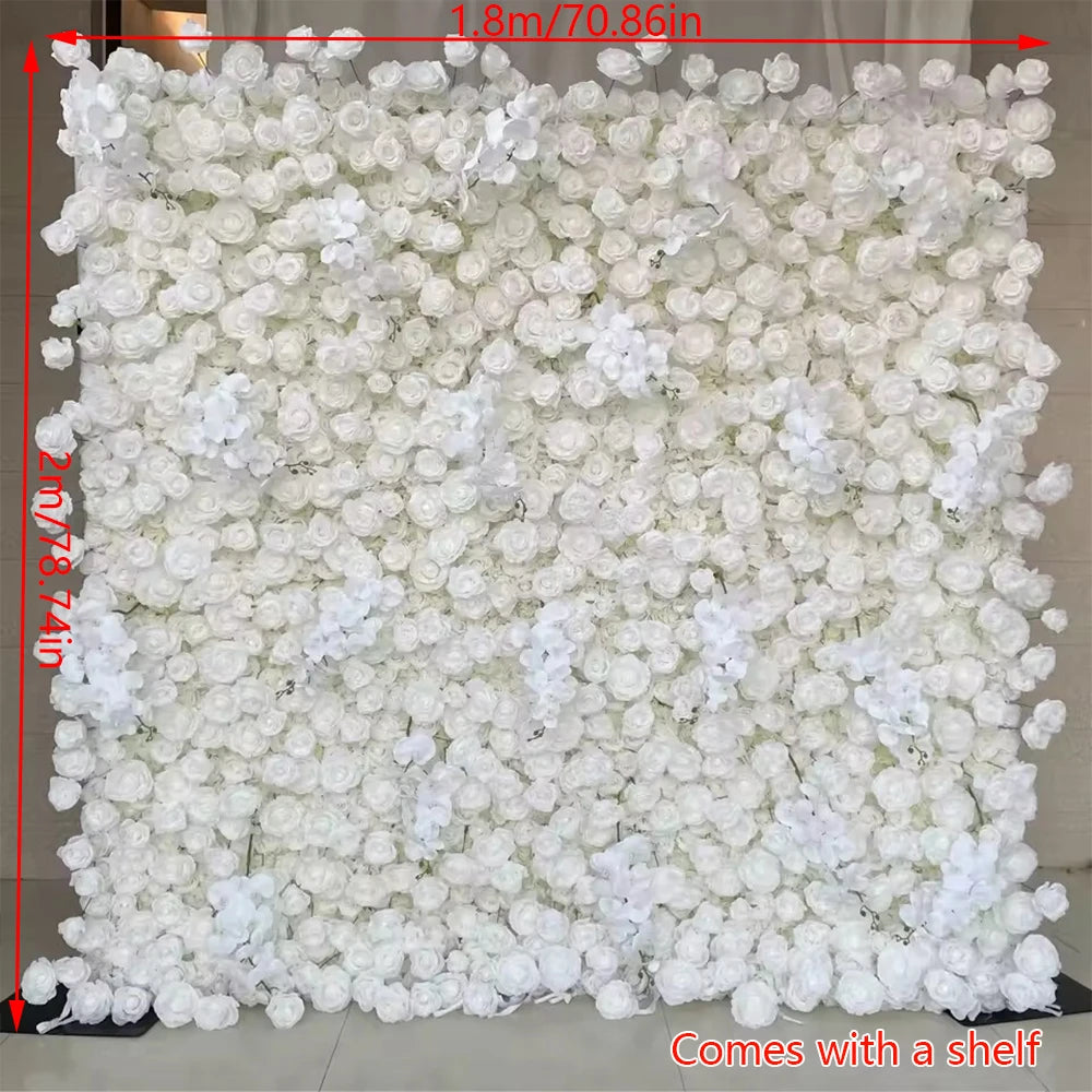 Roselyn Silk Rose Flower Wall Panel Backdrop for Wedding, Party, and Home Decor