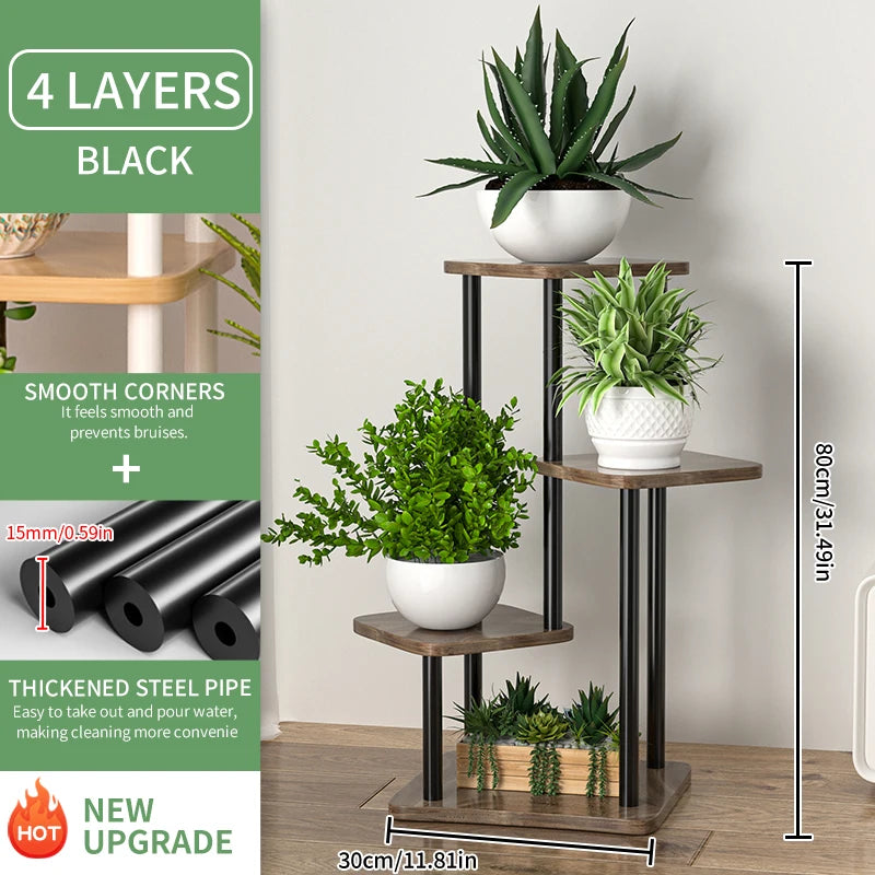 Multi-Tier Wooden Plant Stand for Indoor Plants, 4/5/6 Shelf Levels