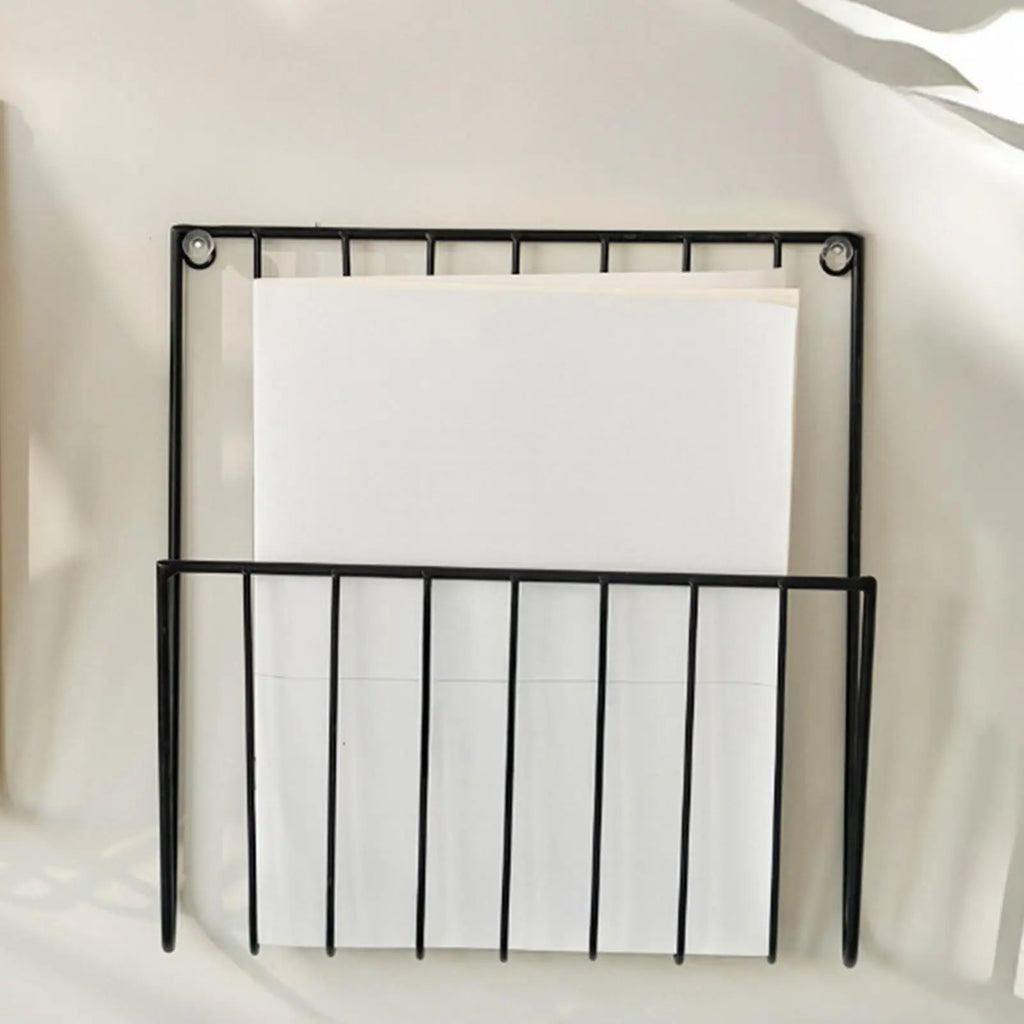 Wall-Mounted Iron Magazine and Mail Rack for Entryway or Home Office – Black or Gold