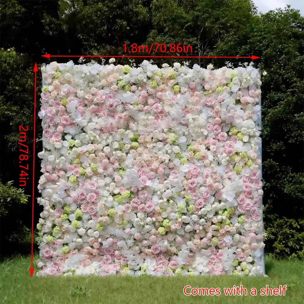 Roselyn Silk Rose Flower Wall Panel Backdrop for Wedding, Party, and Home Decor