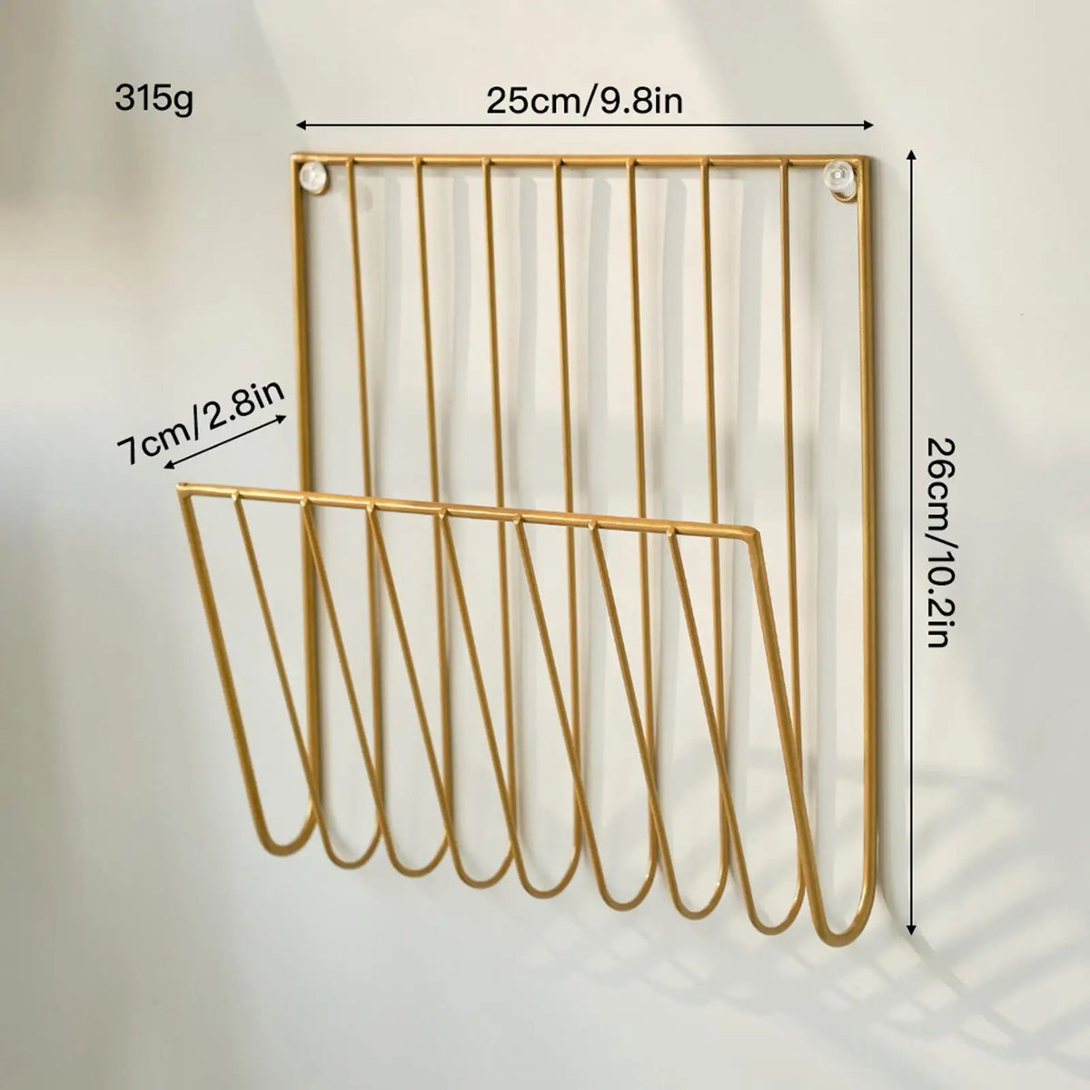 Wall-Mounted Iron Magazine and Mail Rack for Entryway or Home Office – Black or Gold