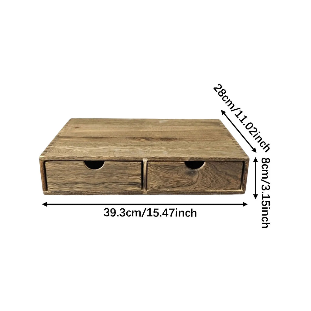 Wooden Two-Drawer Coffee Pod Organizer for Kitchen Counters