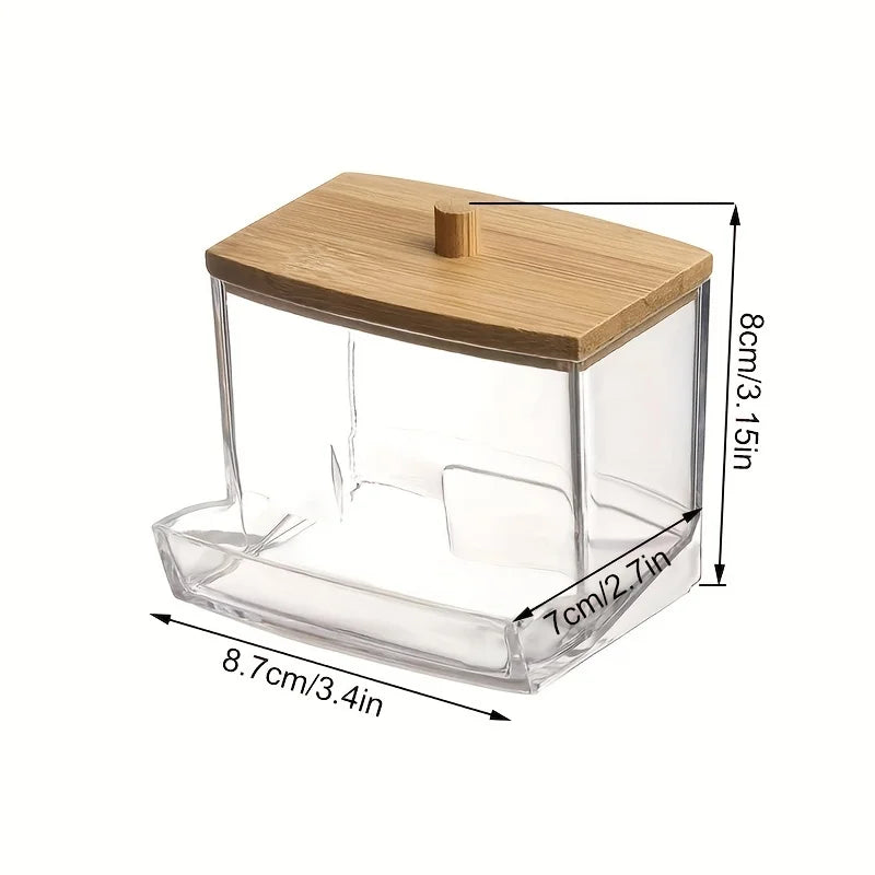 Clear Cotton Swab and Cotton Pad Holder with Lid