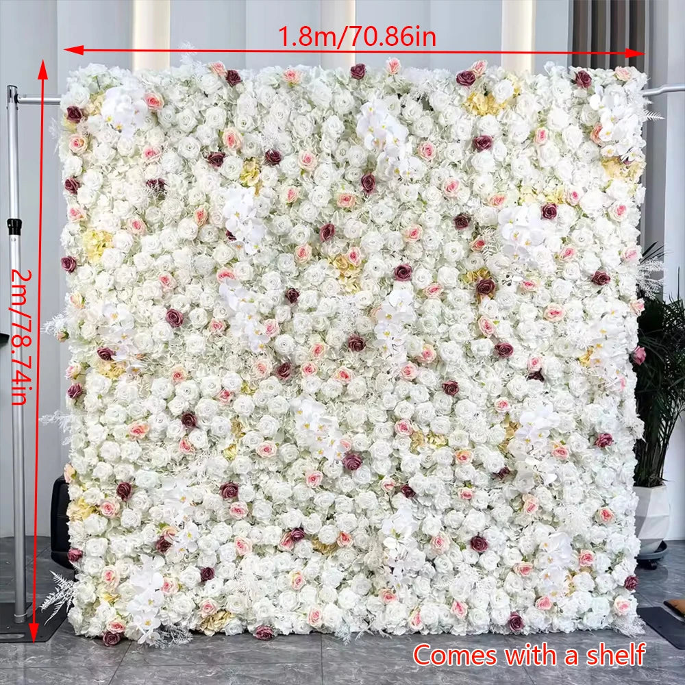 Roselyn Silk Rose Flower Wall Panel Backdrop for Wedding, Party, and Home Decor