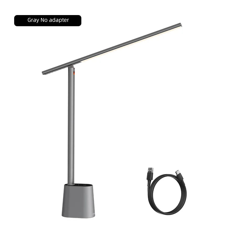 Adaptive Brightness Rechargeable Desk Lamp – Adjustable LED Light for Home Office & Bedside in White or Grey