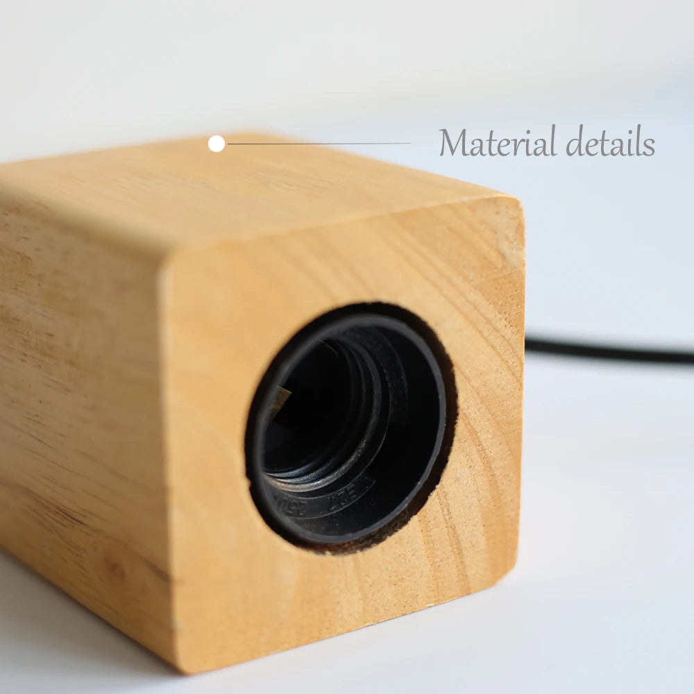 Modern Wood Table Lamp Base with E27 Socket – Natural Finish for Bedside, Desk, or Living Room Accent Lighting (EU Plug)