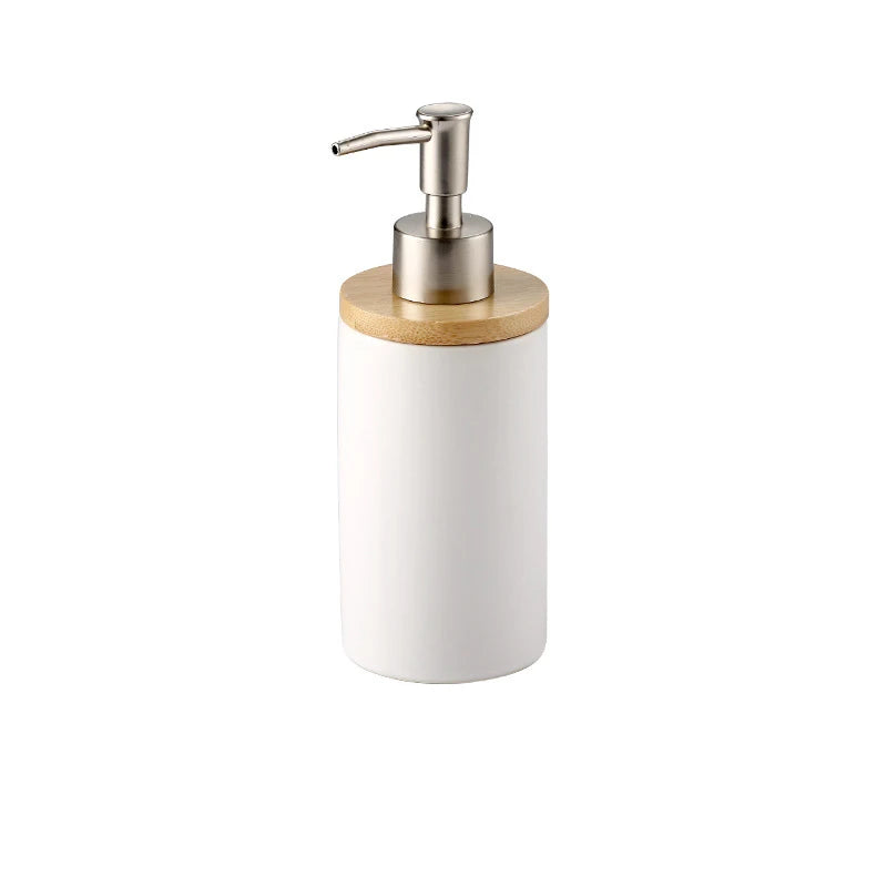 Osa Ceramic Bathroom Accessory Set with Bamboo Tray
