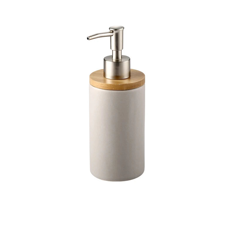 Osa Ceramic Bathroom Accessory Set with Bamboo Tray
