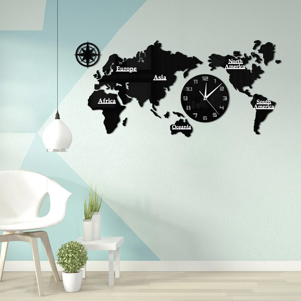 Atlas Acrylic World Map Wall Clock
