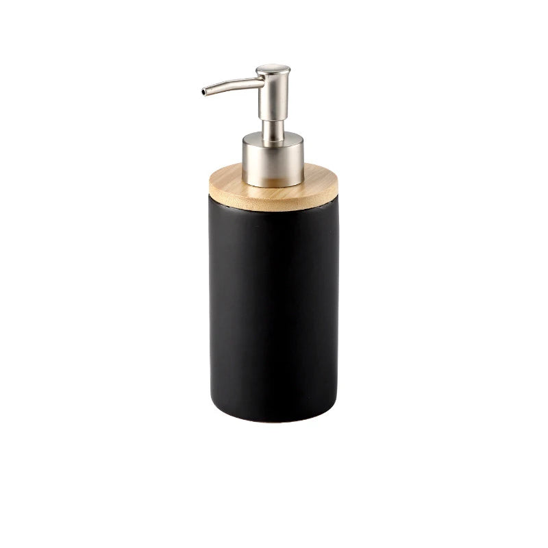 Osa Ceramic Bathroom Accessory Set with Bamboo Tray
