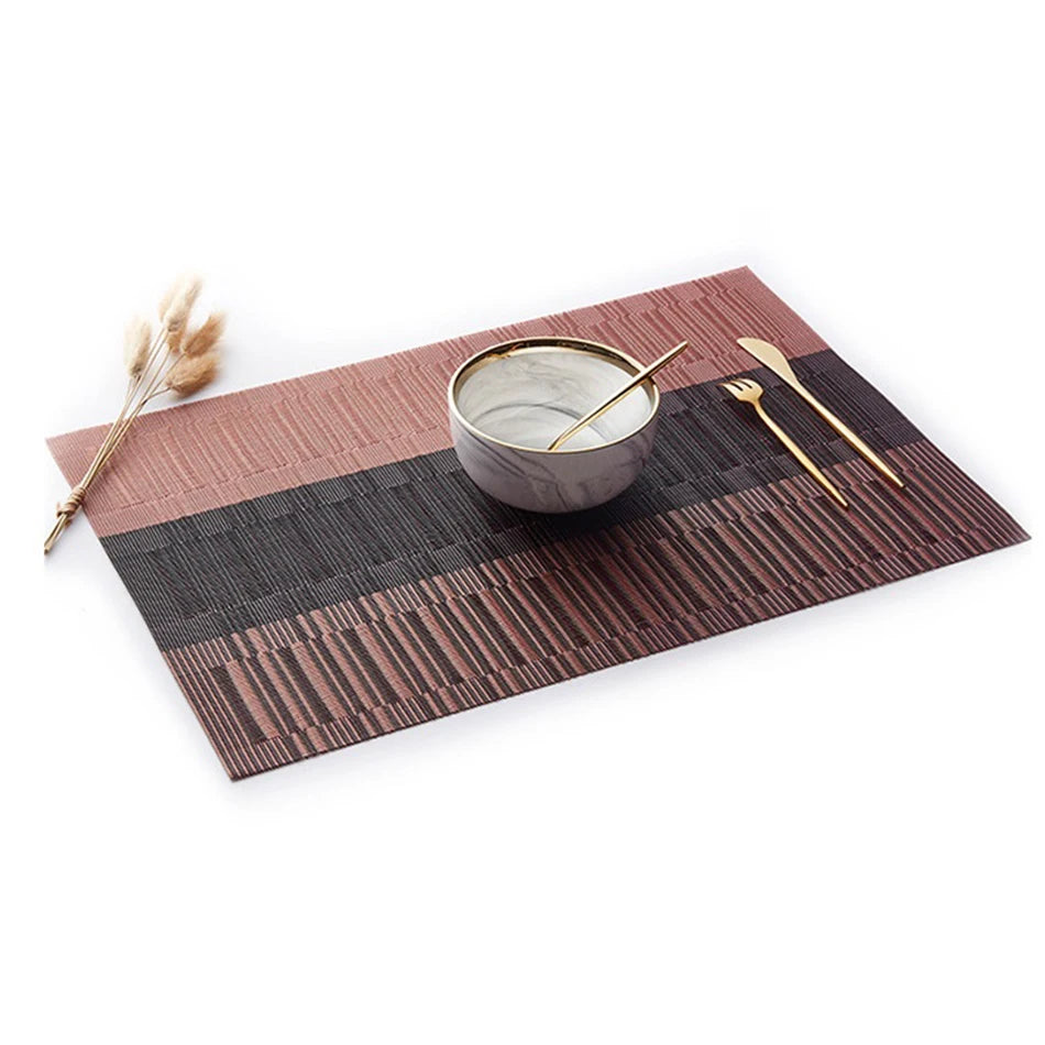 Bamboo-Pattern PVC Placemats – Washable Table Mats for Dining