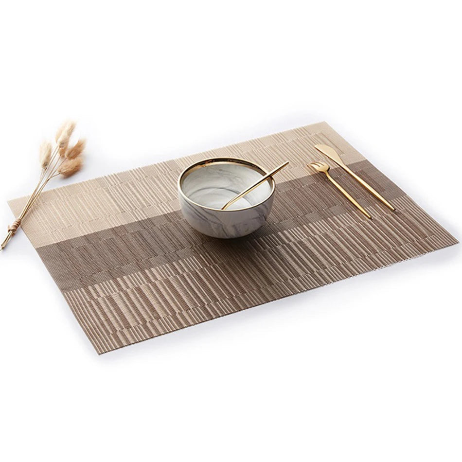Bamboo-Pattern PVC Placemats – Washable Table Mats for Dining