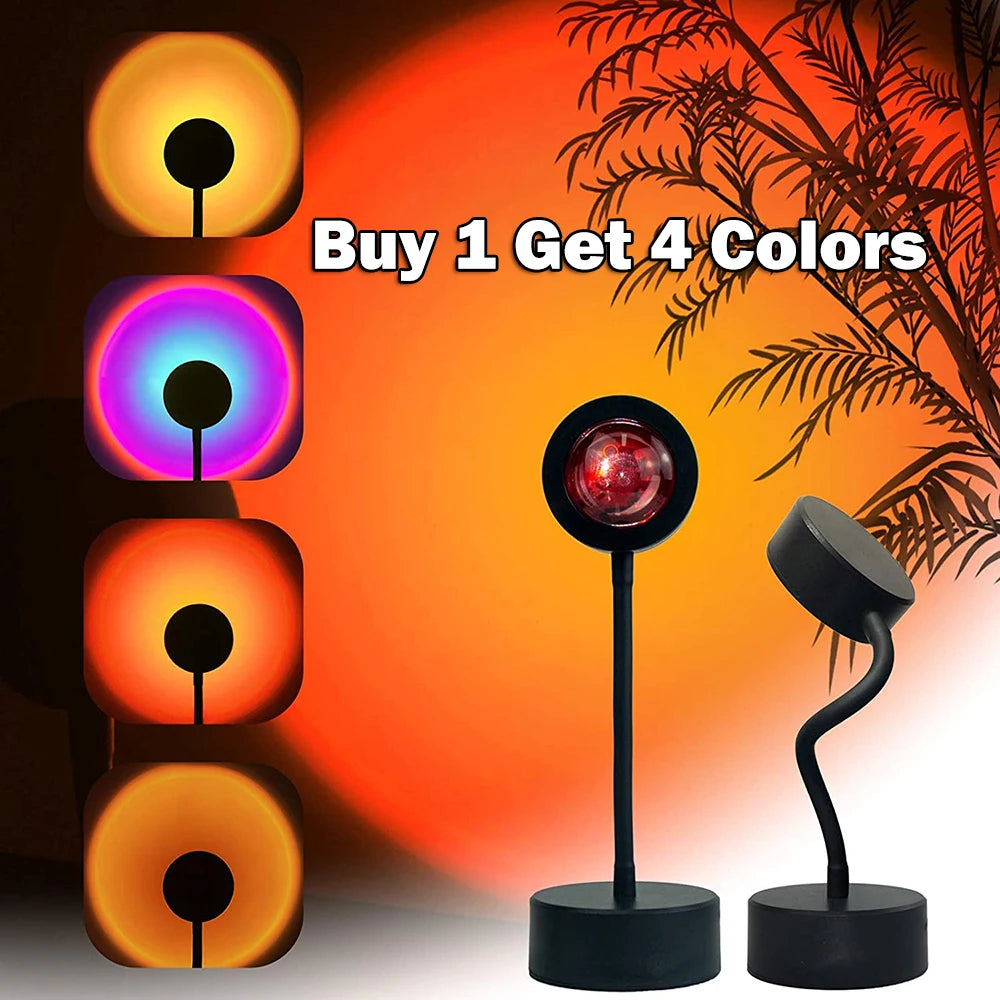 USB sunset projector lamp with four color projection options and round base