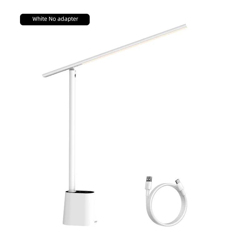 Adaptive Brightness Rechargeable Desk Lamp – Adjustable LED Light for Home Office & Bedside in White or Grey