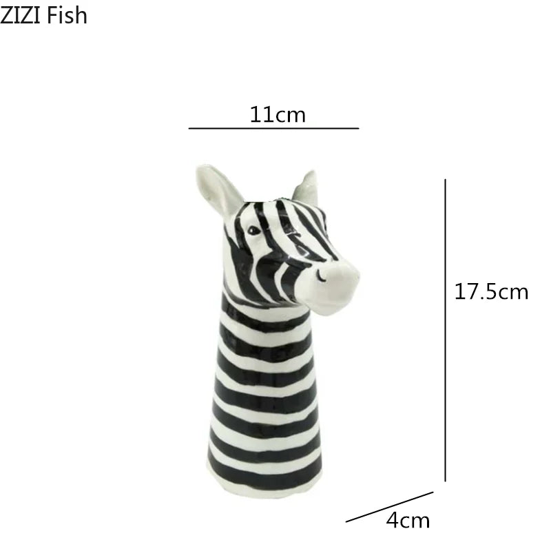 Marlow Zebra Ceramic Vase – Black and White Animal Tabletop Decor