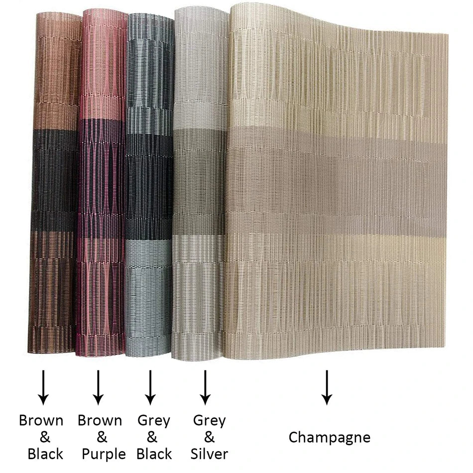 Bamboo-Pattern PVC Placemats – Washable Table Mats for Dining
