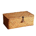 Arden Woven Lidded Storage Basket – Rectangular Bamboo Desktop Box