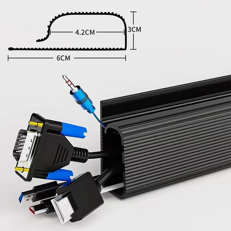 Adhesive Under-Desk Cable Management Channel – Tidy Cord Organizer for Desks & Workspaces, 40cm, Multiple Colors