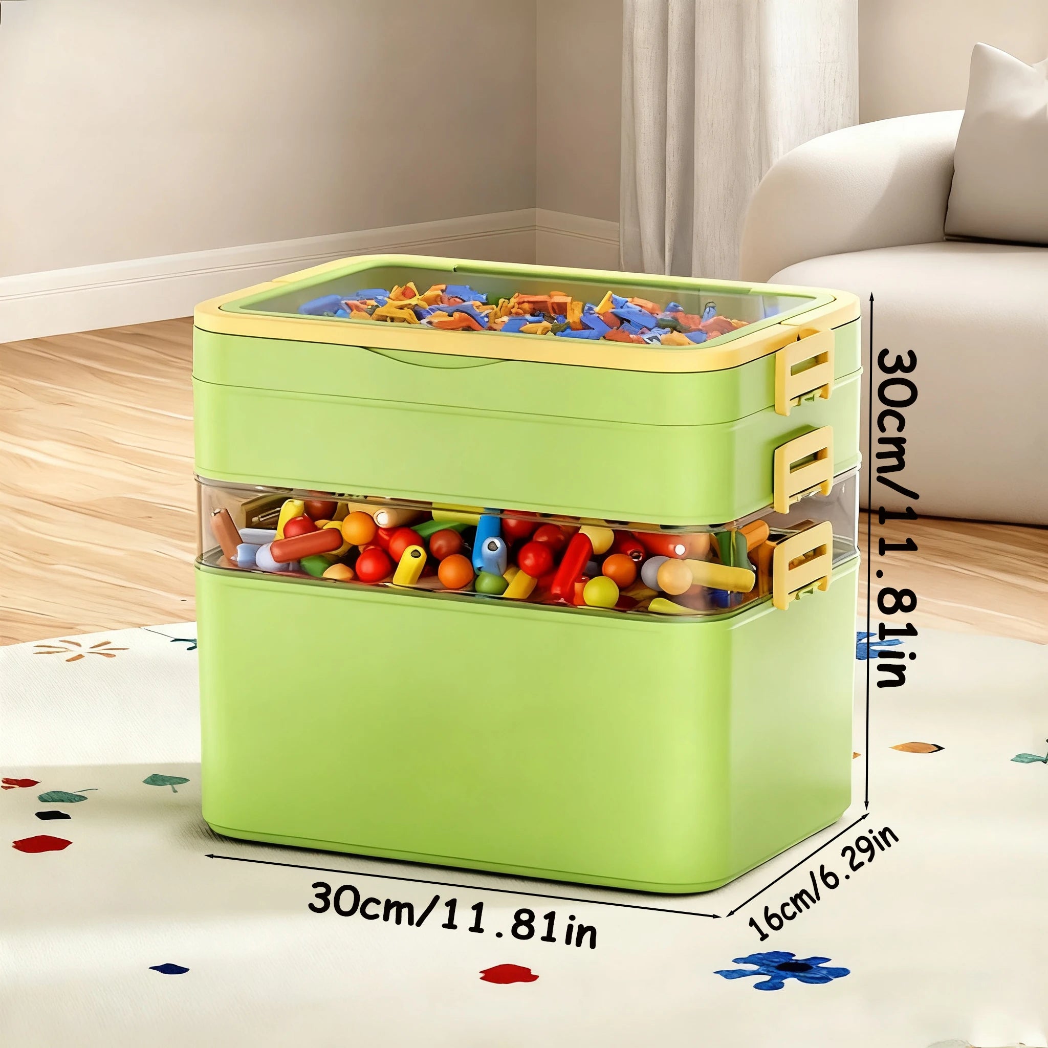 Stackable Multi-Layer Storage Box with Handle for Toys & Home Organization