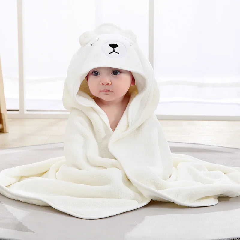 Cartoon Animal Hooded Baby Bath Towel Blanket – Soft Coral Fleece