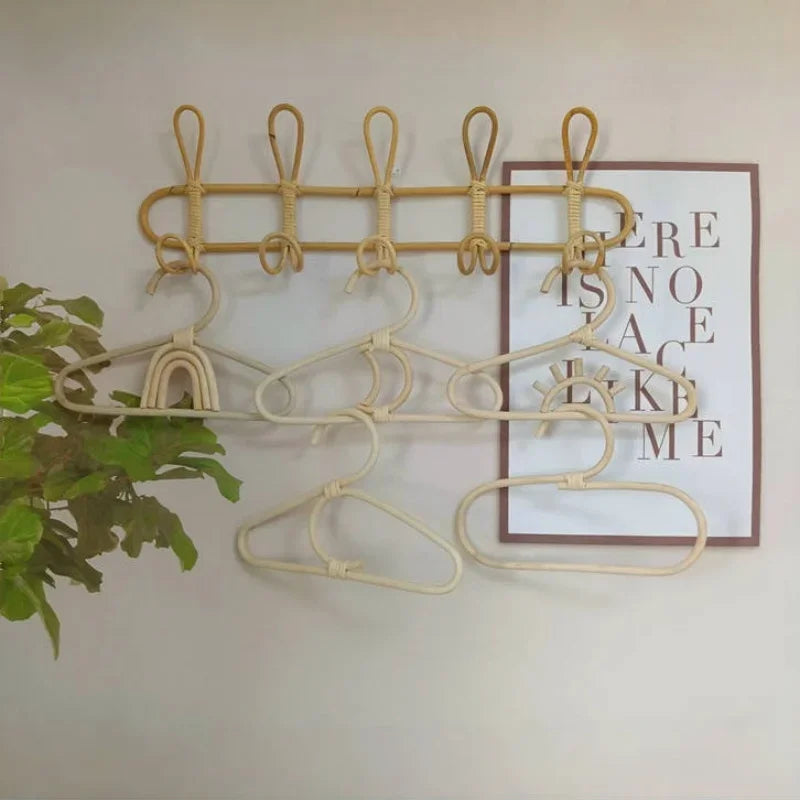 Willow Rattan Wall Hooks for Kids Room Organization