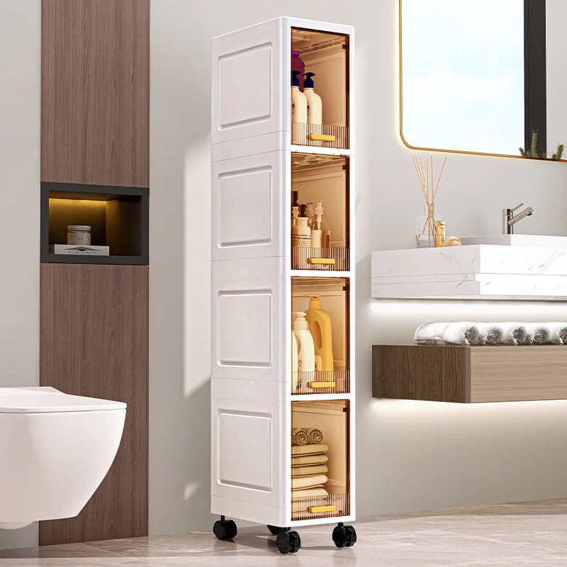 Slim Rolling Storage Cabinet – 3/4/5-Tier Narrow Organizer for Kitchen, Bathroom, or Living Room