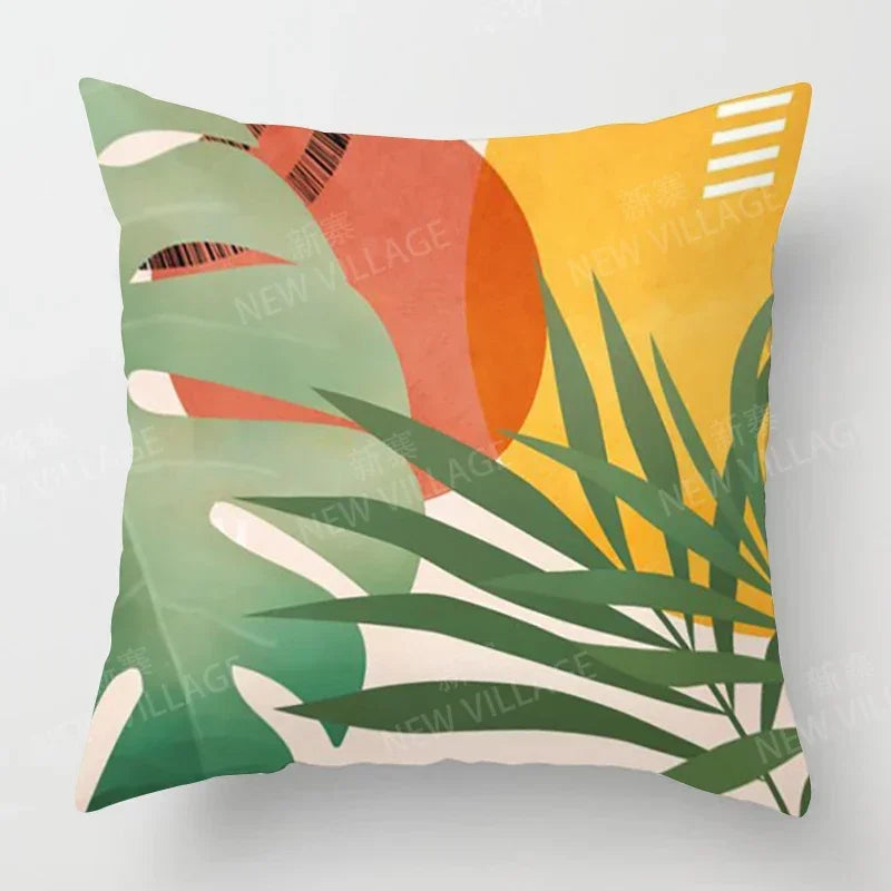 Morandi Autumn Botanical Throw Pillow Cover – Soft Polyester Square Cushion Cover for Couch, Bed, or Living Room Decor