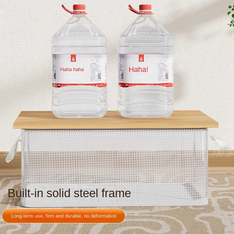 Transparent PVC Steel Frame Storage Basket for Closet & Dorm Organization