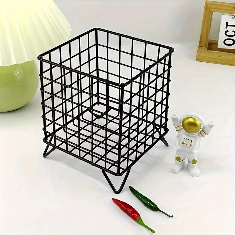 Metal Grid Storage Basket for Desk and Shelf Organization