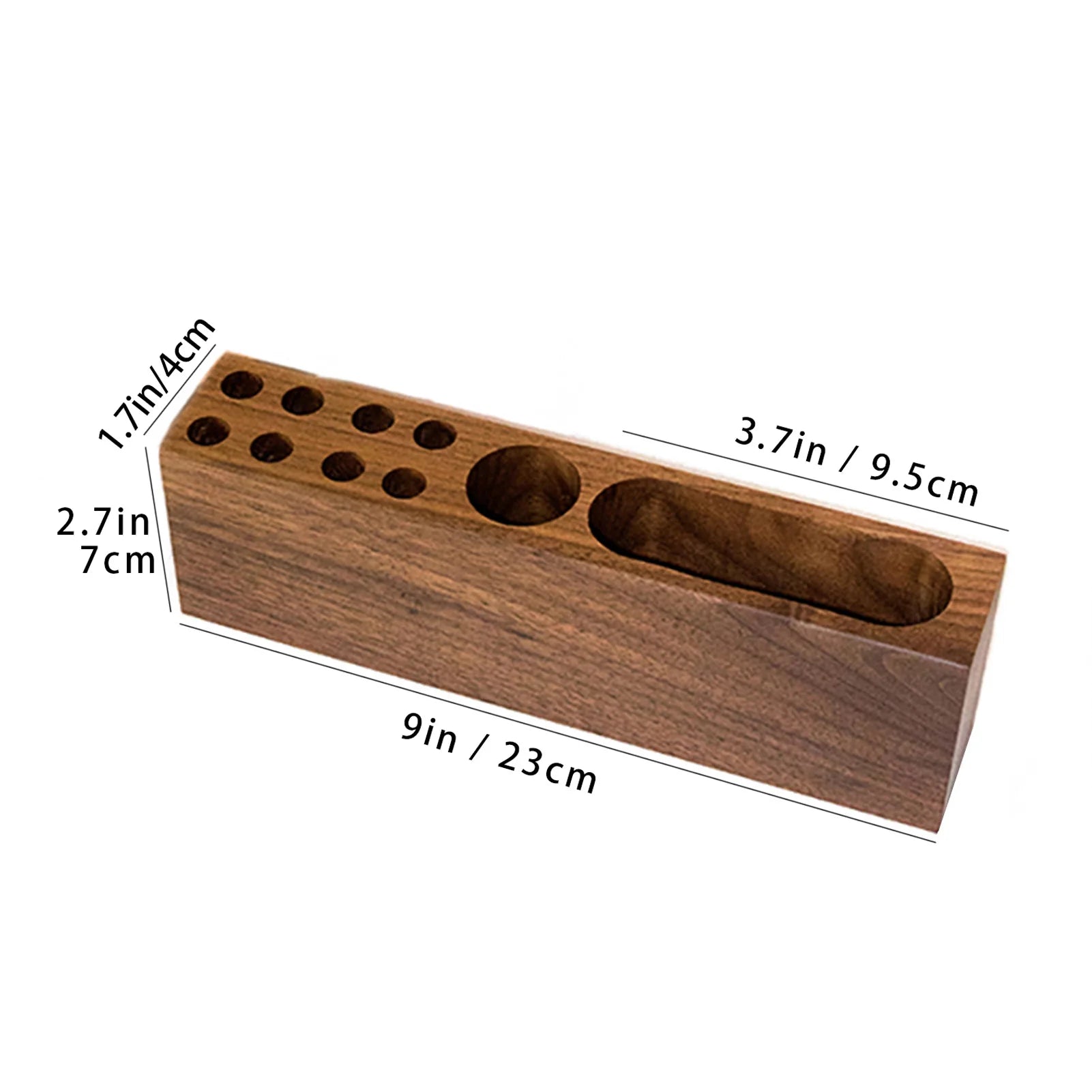 Acacia Wood Desk Pen Holder & Business Card Organizer for Home Office