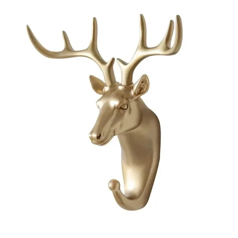 Wildlife Gold Animal Head Wall Hooks – Decorative Single Coat & Entryway Hangers