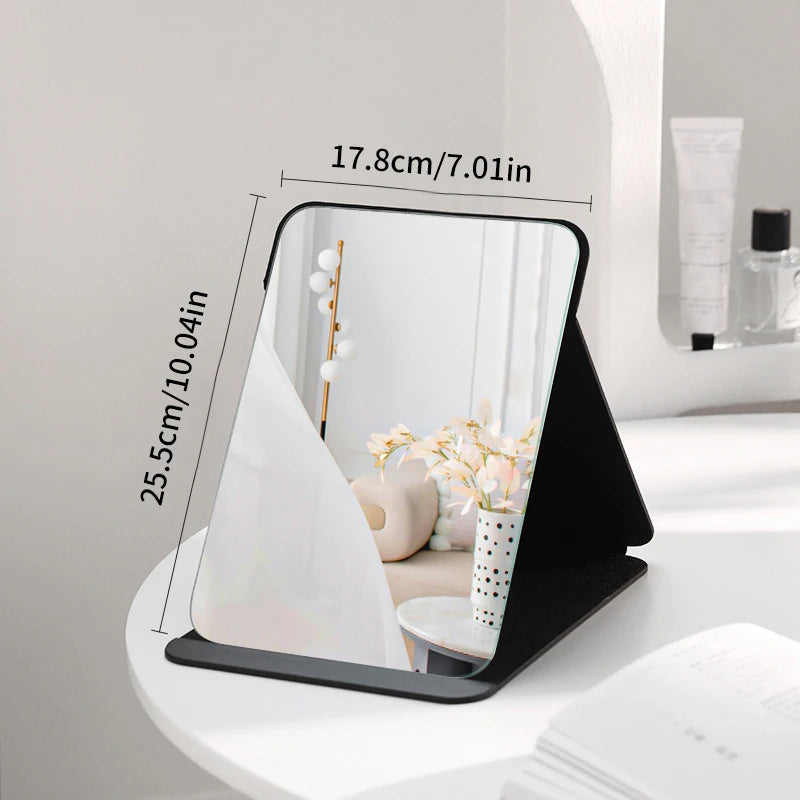 Foldable PU Leather Desktop Makeup Mirror – Black