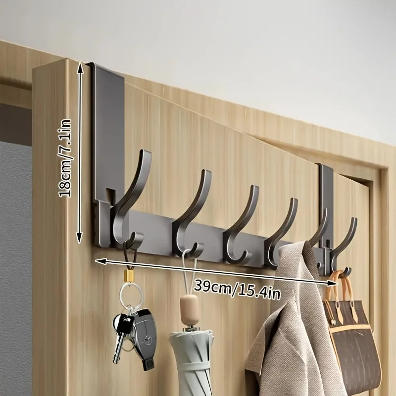 Metal Over-the-Door Hook Rack for Coats, Bags & Towels