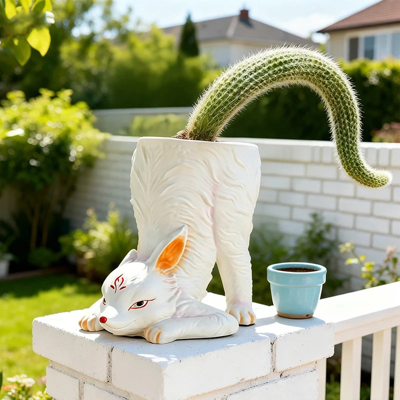 Nine-Tailed Fox Resin Succulent Planter