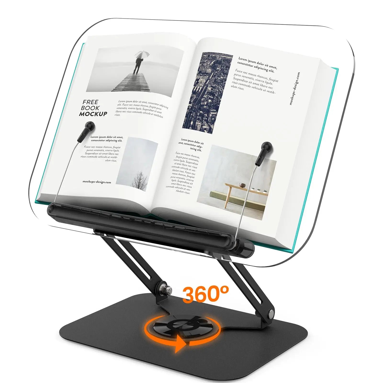 Acrylic Adjustable Book Stand with 360° Swivel Base
