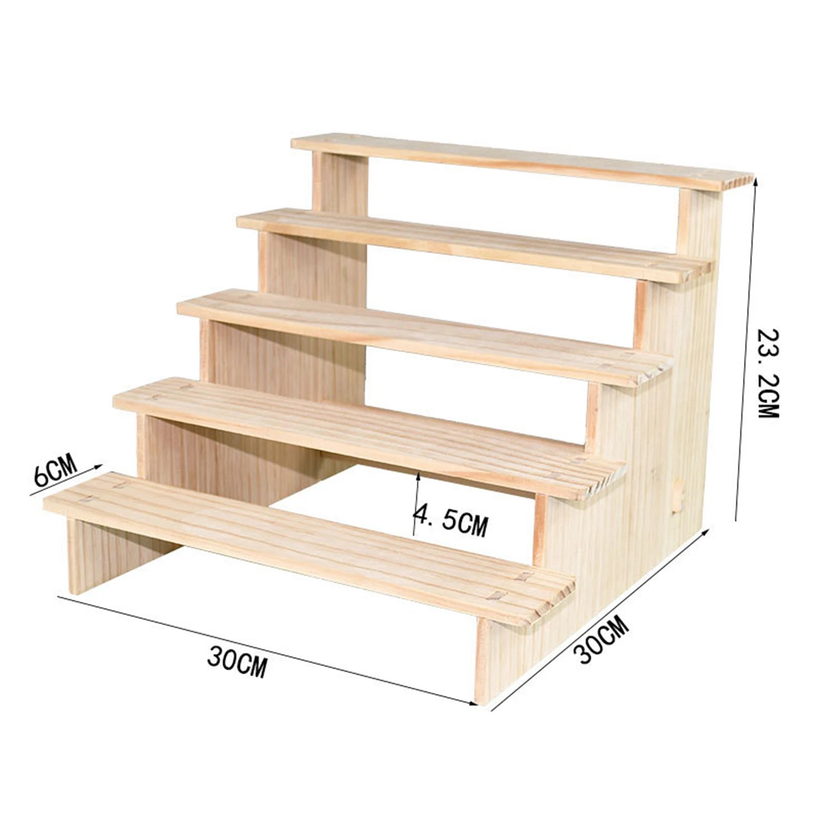 Wooden Tiered Display Riser Shelf for Living Room & Home Organization