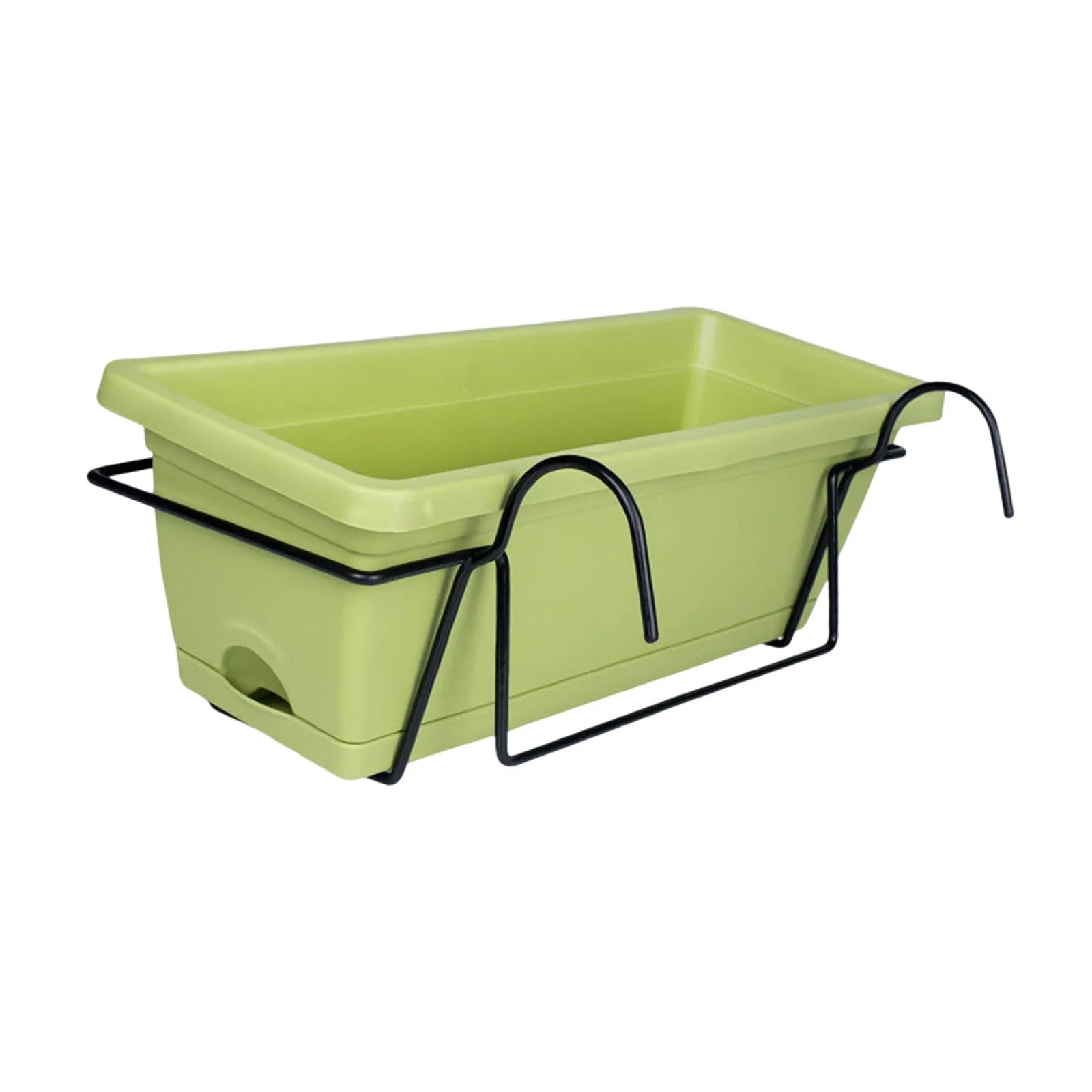 Balcony Railing Planter Box with Drainage Tray and Hanging Rack