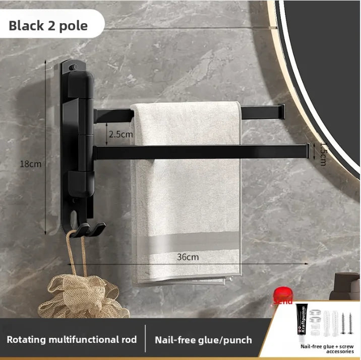 Rotating Stainless Steel Wall-Mounted Towel Rack for Bathroom or Kitchen