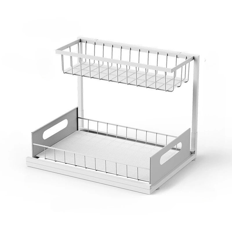 Sliding 2-Tier Metal Under-Sink Organizer for Kitchen & Bathroom Cabinets