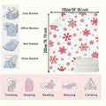 Winter Red Snowflake Flannel Fleece Throw Blanket for Sofa & Bed, Soft Holiday Decor