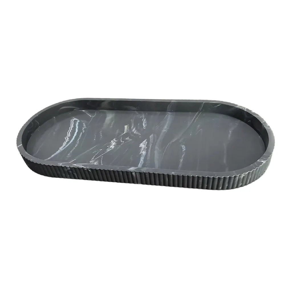 Ridged Oval Silicone Vanity Tray for Bathroom or Dresser