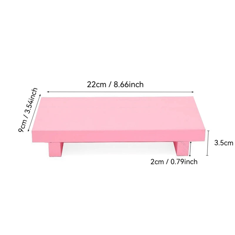 Minimalist Wooden Display Tray for Bathroom, Vanity, or Tabletop Decor – Raised Small Stand, Multiple Colors